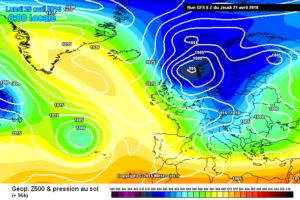 Valori del campo termico ad 850 hpa previsti per Lunedì alle ore 14:00