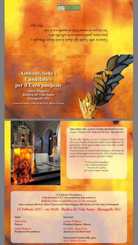 L’Architetto Cicerone realizza arredi sacri per Volto Santo di Manoppello