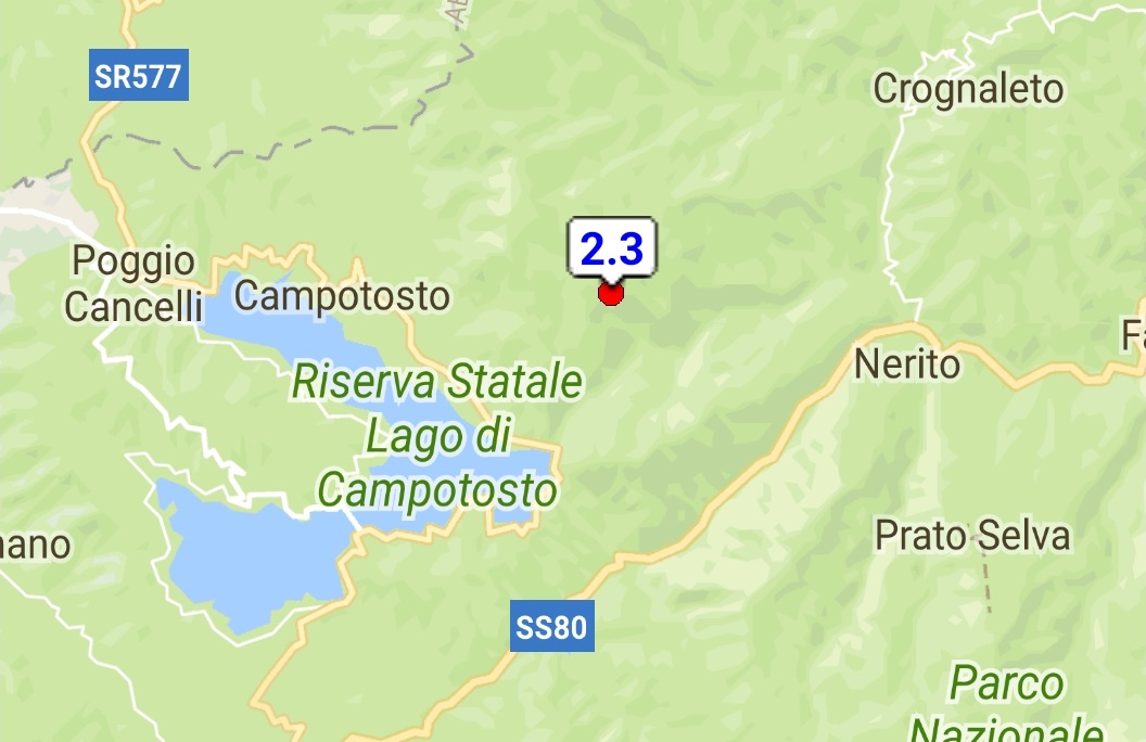 Lieve scossa di #terremoto di magnitudo 2.3 registrata tra Campotosto e Crognaleto