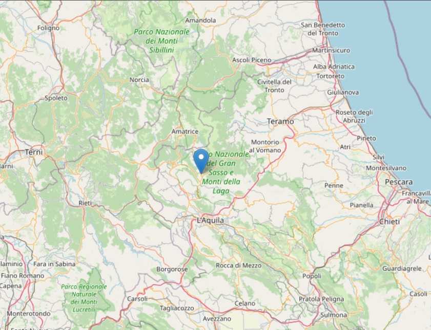 Scossa di terremoto di 2.8 ML a Capitignano: avvertito in tutto l’Aquilano