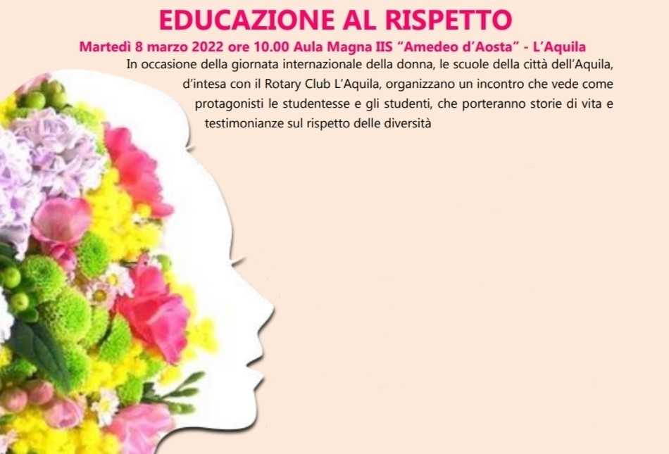 8 marzo, educazione al rispetto: il Rotary club dell’Aquila nelle scuole della città
