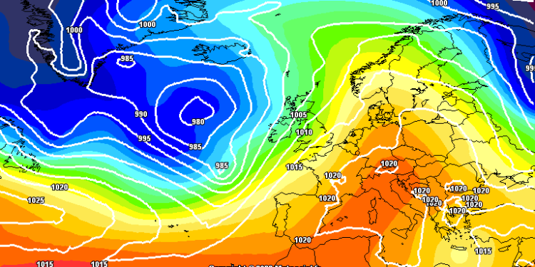 Ecco secondo GFS la possibile situazione a 500 hpa prevista per le ore 14:00 di Domenica 30. Giornata soleggiata e molto mite su tutta la regione.