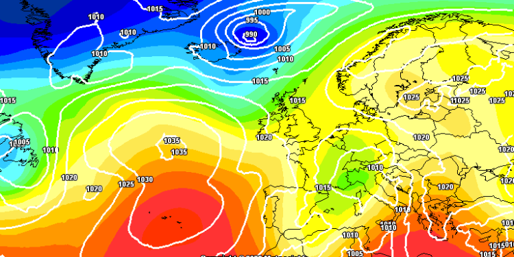 Ecco la possibile situazione a 500 hpa prevista da GFS per le ore 14:00 di Domenica 14 Maggio. In Abruzzo, giornata che al momento appare con una spiccata variabilità alternata a dei momenti con il cielo più nuvoloso e associata a dei fenomeni a carattere di rovescio