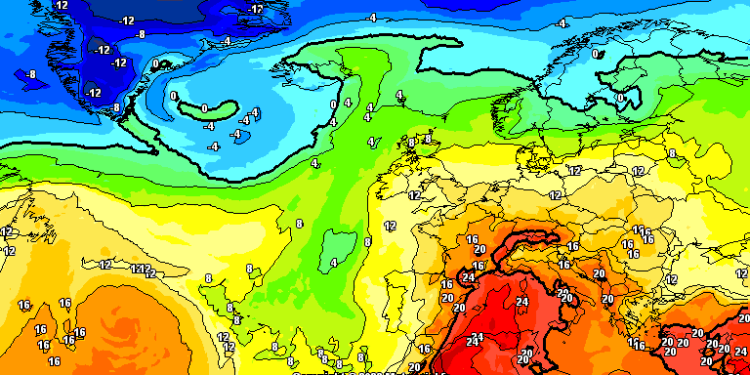 La situazione ad 850 hpa vista da GFS per le ore 14:00 di Domenica 17 Settembre. Dopo il passaggio instabile dei gioni prima, le condizioni saranno in miglioramento con anche le temperature che torneranno in aumento