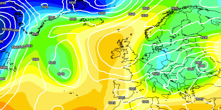 Ecco la situazione a 500 hpa prevista dal modello europeo ECMWF per le ore 14:00 di Domenica 21 Aprile. Non saranno da escludere delle precipitazioni moderate per buona parte della giornata, specie ad est, con delle nevicate oltre i 1200 m