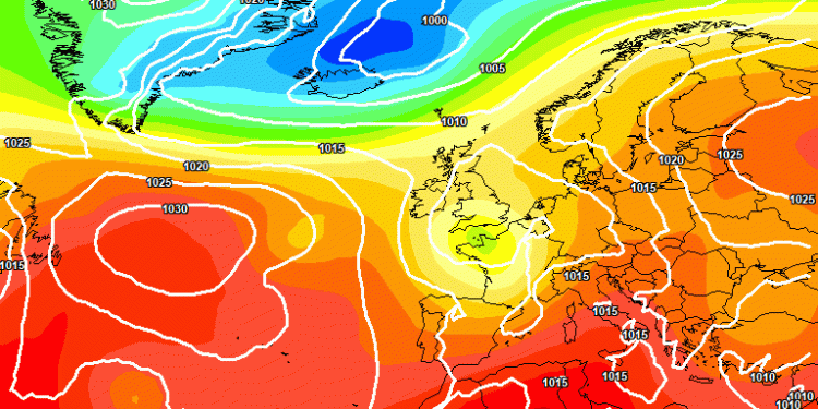 A 500 hpa questa è la situazione che vede al momento il modello europeo ECMWF per le ore 14:00. Sull'Abruzzo condizioni di tempo discreto per gran parte della giornata, mentre delle precipitazioni a carattere di rovescio saranno possibili in serata ed a seguire, in nottata