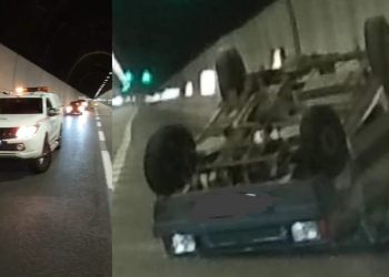 Incidente sulla autostrada A24, auto si ribalta nella galleria di San Rocco