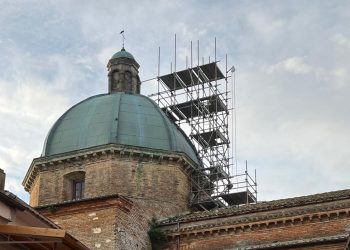 Quasi terminati i lavori per la realizzazione dell’impalcatura sulla cupola della chiesa di Montepagano
