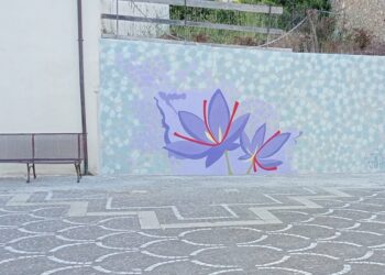 A Navelli il nuovo murale Metamorfosi: dedicato allo zafferano