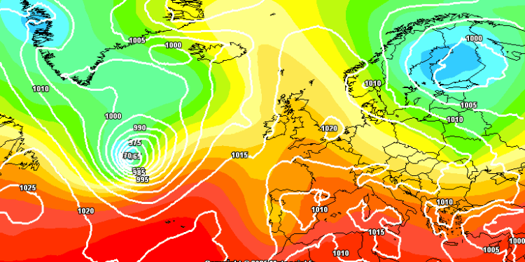 Secondo il modello americano GFS, questa potrà essere al momento la situazione a 500 hpa per le ore 14:00 di Domenica 24 Agosto. Sulla nostra regione possibilità di rovesci anche temporaleschi sulle zone interne, in un contesto con le temperature gradevoli