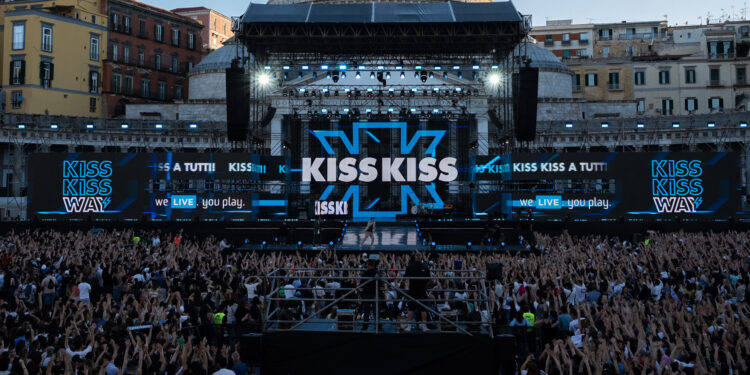 Naples, Italy. KISS KISS WAY. Il Tour di Radio Kiss Kiss in Naples, Italy. XXX permorms Live on Stage for the KISS KISS WAY Tour 2025 at Piazza del Plebiscito. May 31, 2025 in Naples, Italy.