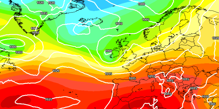 In figura la situazione a 500 hpa secondo il modello europeo ECMWF per le ore 14:00 di Domenica 30 Agosto. Sulla nostra regione condizioni di tempo stabile e soleggiato e temperature sempre oltre le medie del periodo ma in lieve calo rispetto ai giorni precedenti