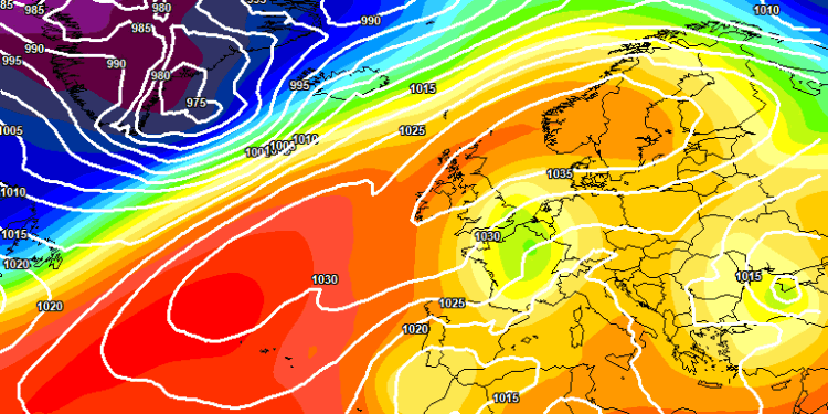 La situazione vista dal modello europeo ECMWF, che vede sulla nostra regione, condizioni di tempo abbastanza buono e temperature massime in leggero aumento